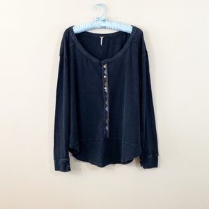 Free People Henley Embroidered Trim Size Medium